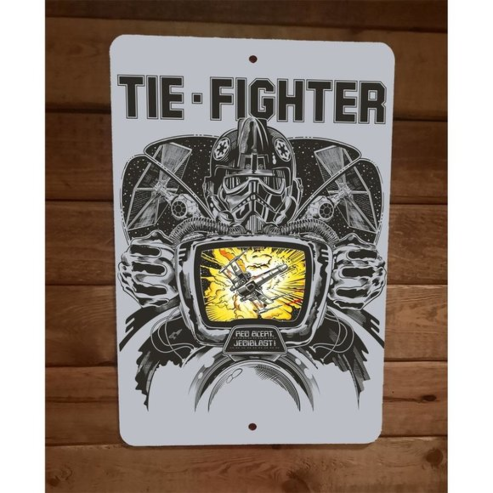 Red Alert Jedi Blast Tie Fighter 8x12 Metal Wall Sign Star Wars